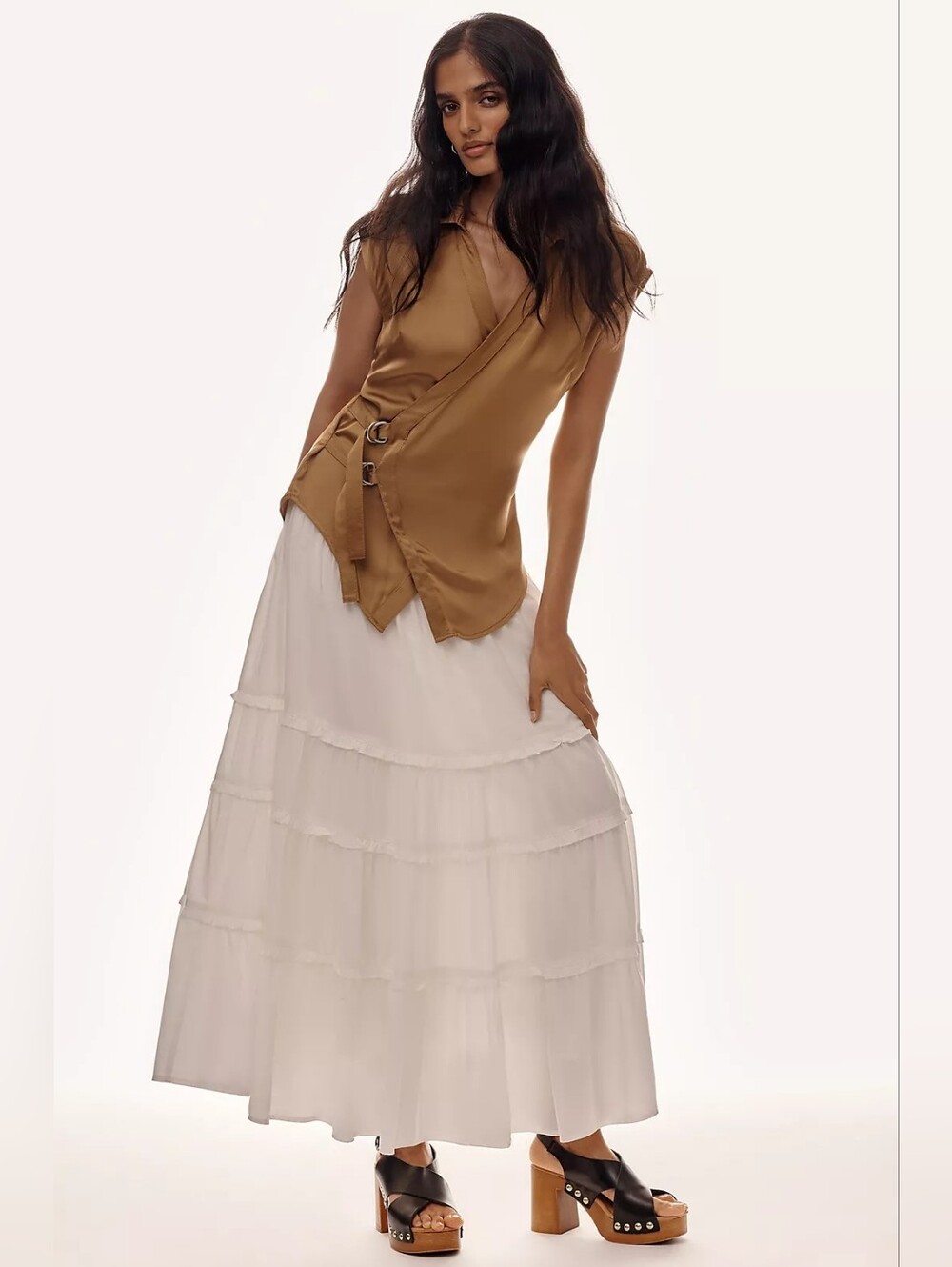 Anthropologie Short Sleeve Sash Belt Wrap Top - Picture 4 of 14